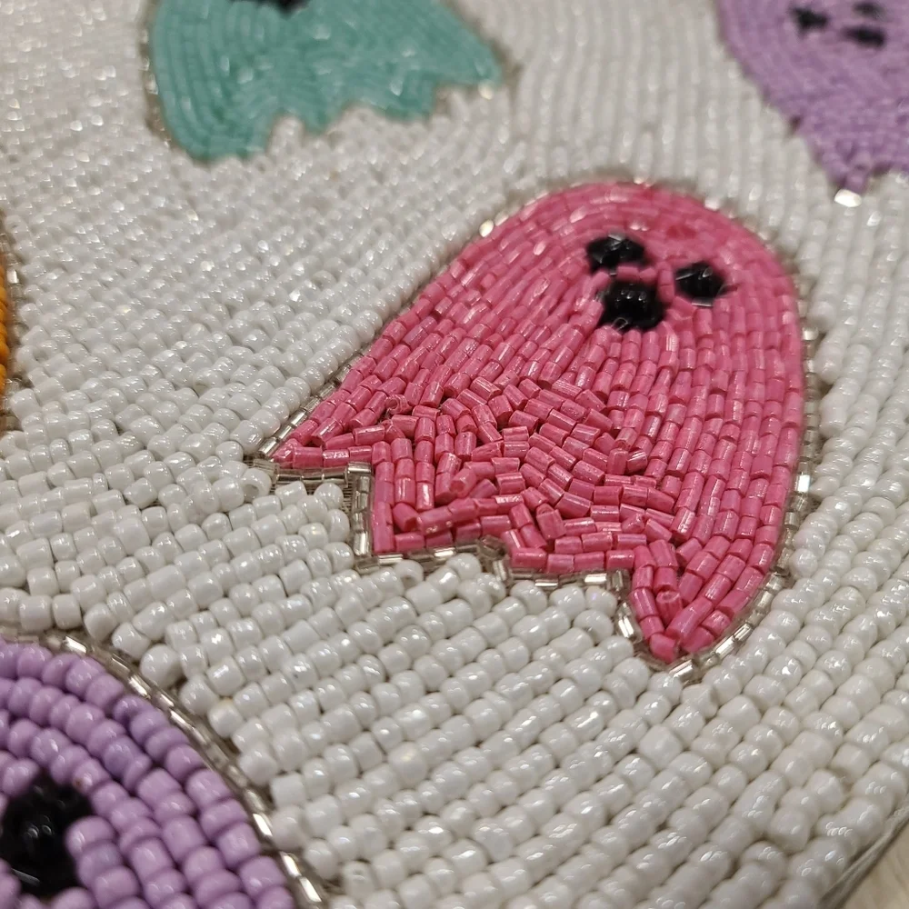Sparkly Beaded GHOST Bright Colored Placemat Charger 15